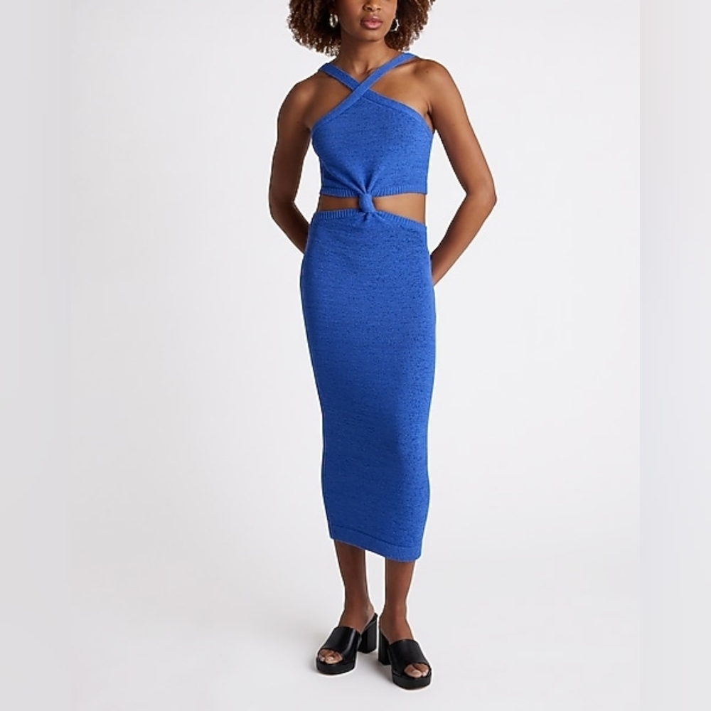 Express Halter Knot Cutout Midi Sweater Dress  XL NWT